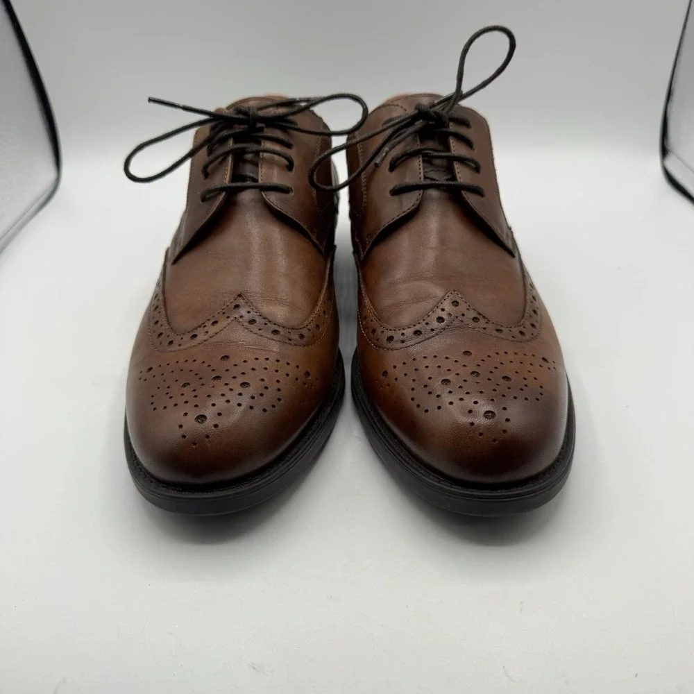 Florsheim Comfortech Shoes Men 8.5 D Brown Leather Wingtip Brogue Oxford